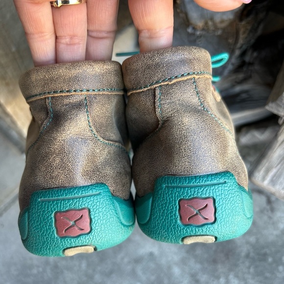 Twisted X children’s driving Moc bomber turquoise in all leather upper Sz-3. K - Picture 5 of 7